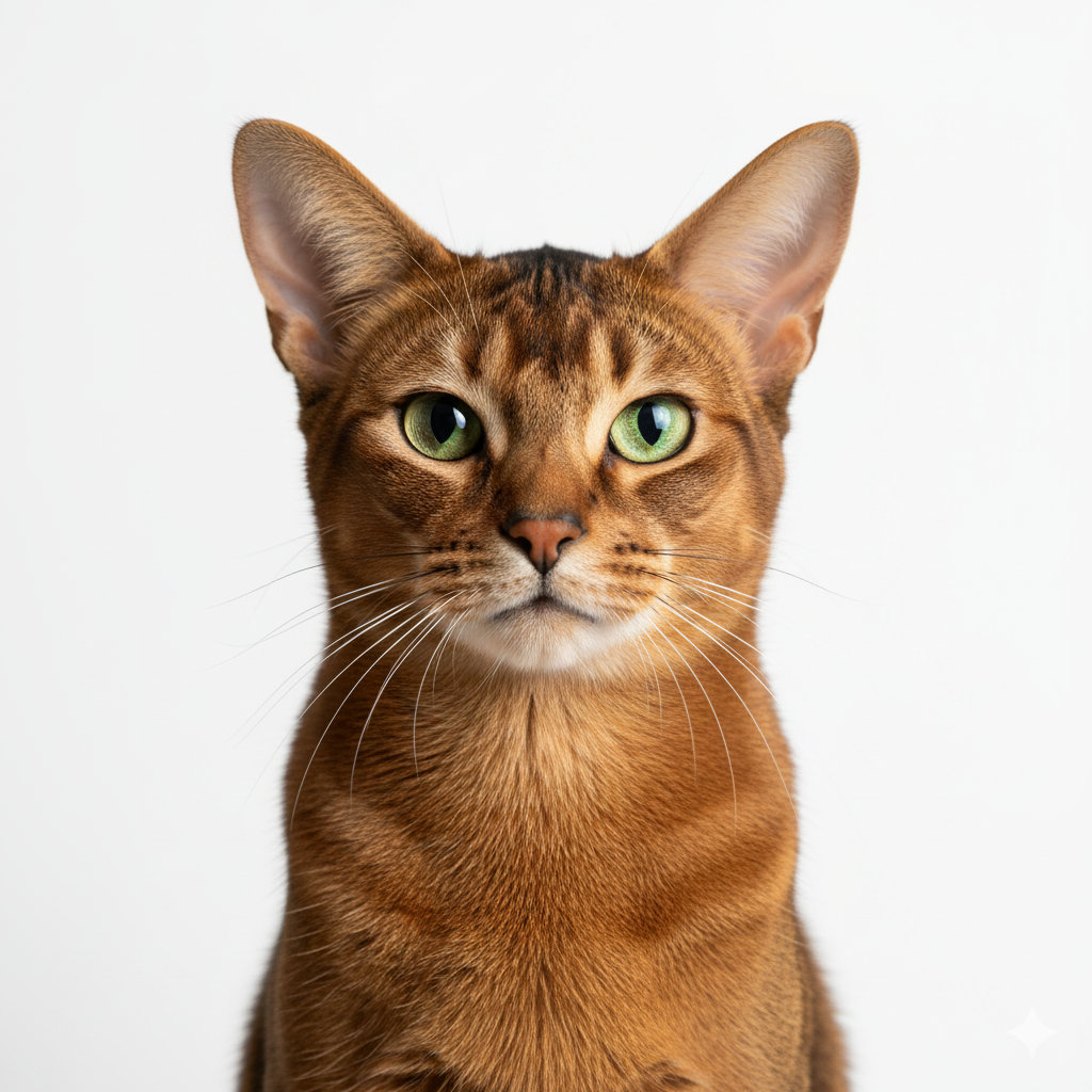 Abyssinian head portrait with alert expression