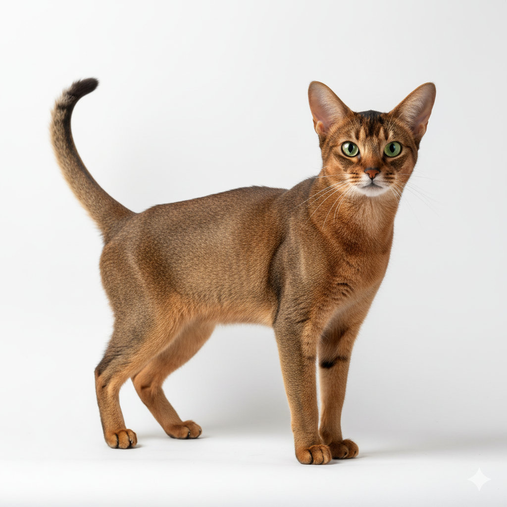 Abyssinian standing, side profile view