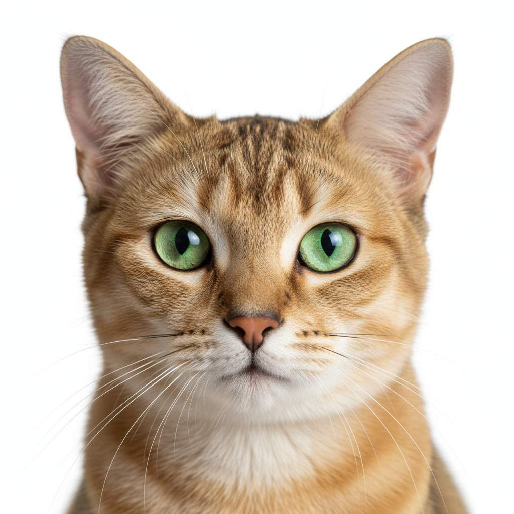 Asian Cat head portrait with alert expression