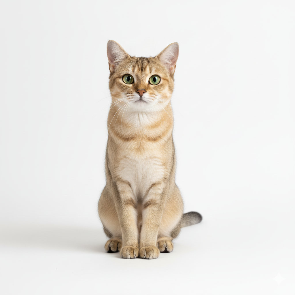 Asian Cat sitting, front view