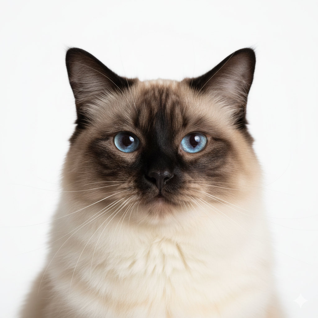 Birman head portrait with alert expression
