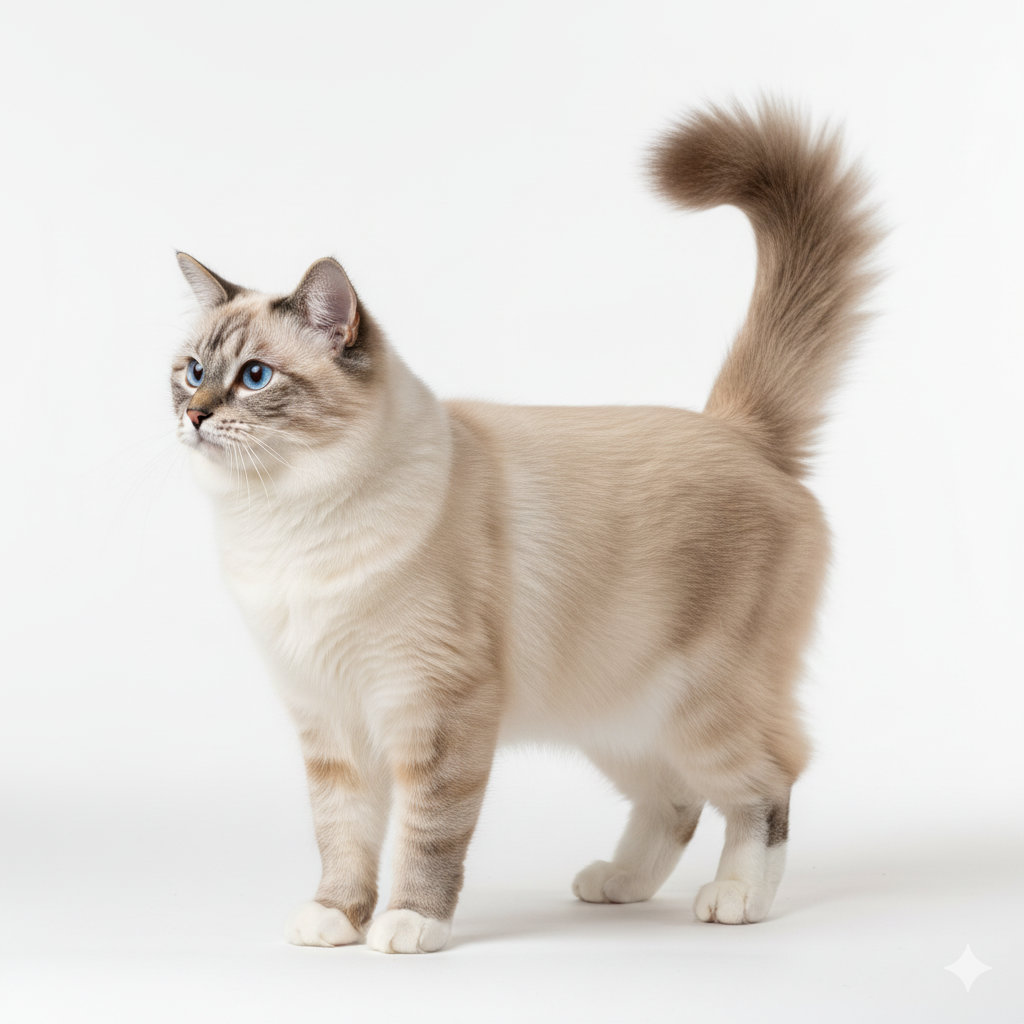 Birman standing, side profile view