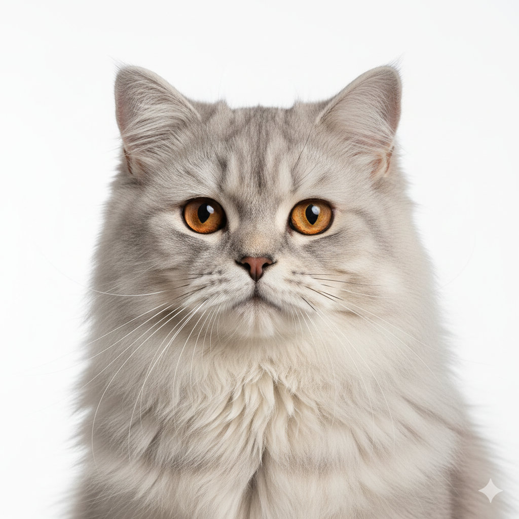 British Longhair head portrait with alert expression
