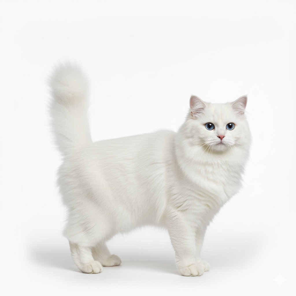 British Longhair standing, side profile view