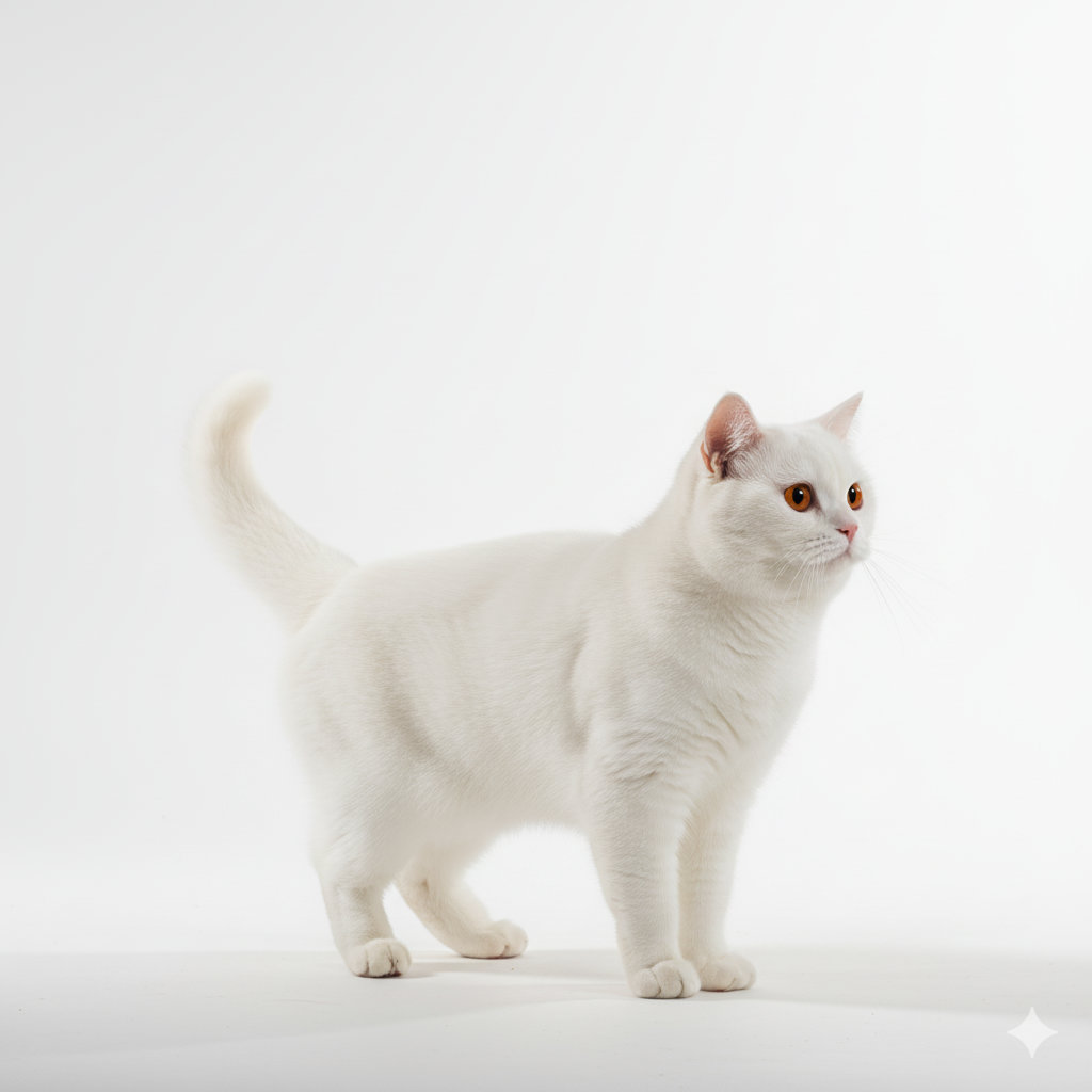 British Shorthair standing, side profile view