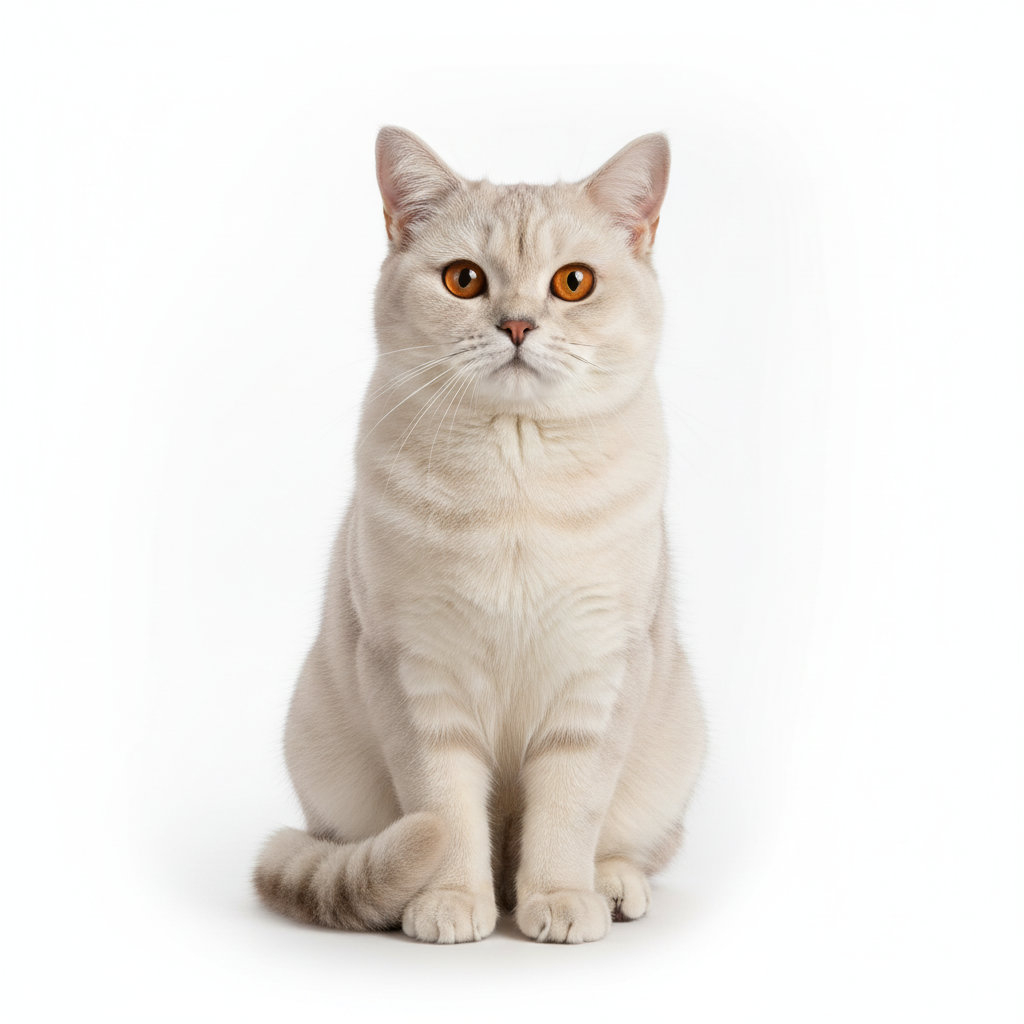 British Shorthair sitting, front view