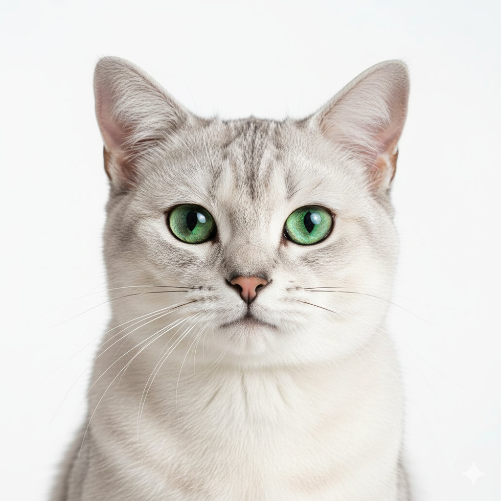 Burmilla head portrait with alert expression