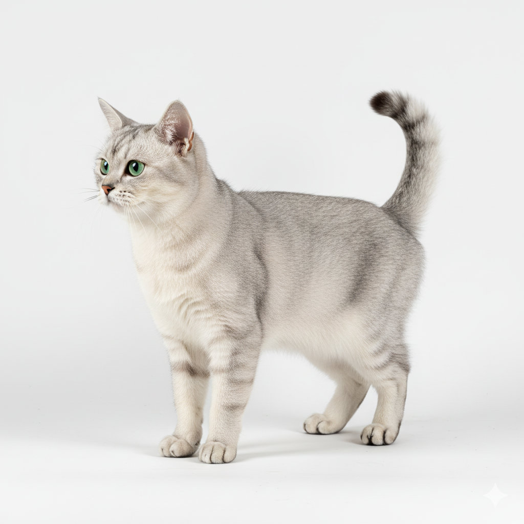 Burmilla standing, side profile view