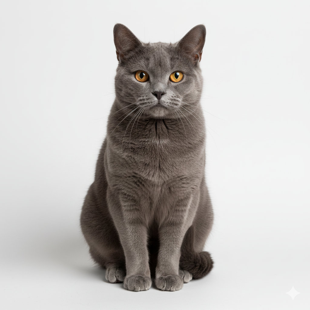 Chartreux sitting, front view