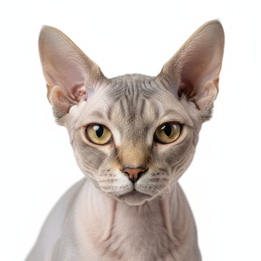 Don Sphynx head portrait with alert expression