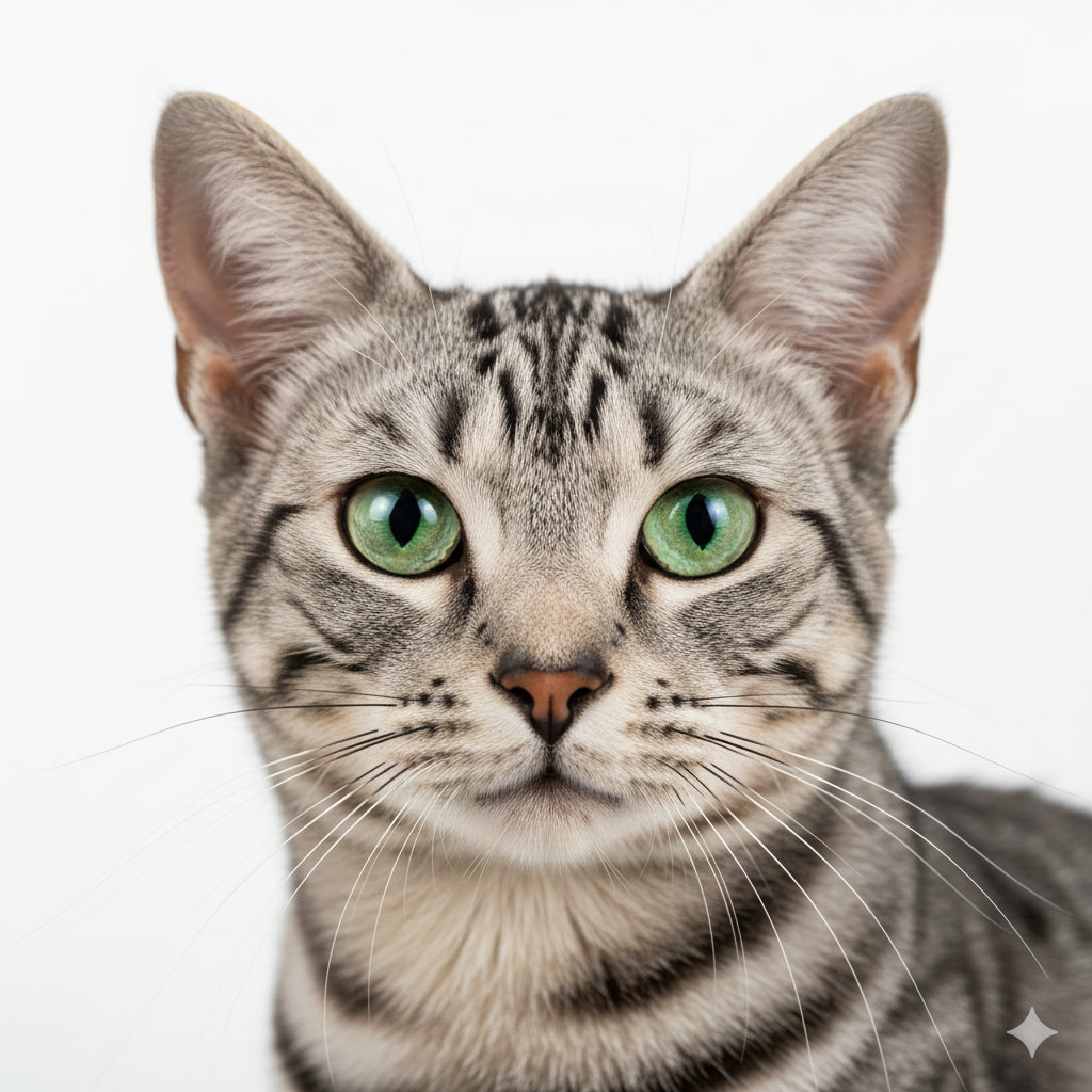 Egyptian Mau head portrait with alert expression