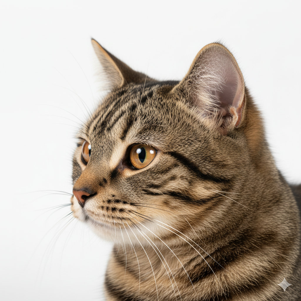 European Shorthair standing, side profile view