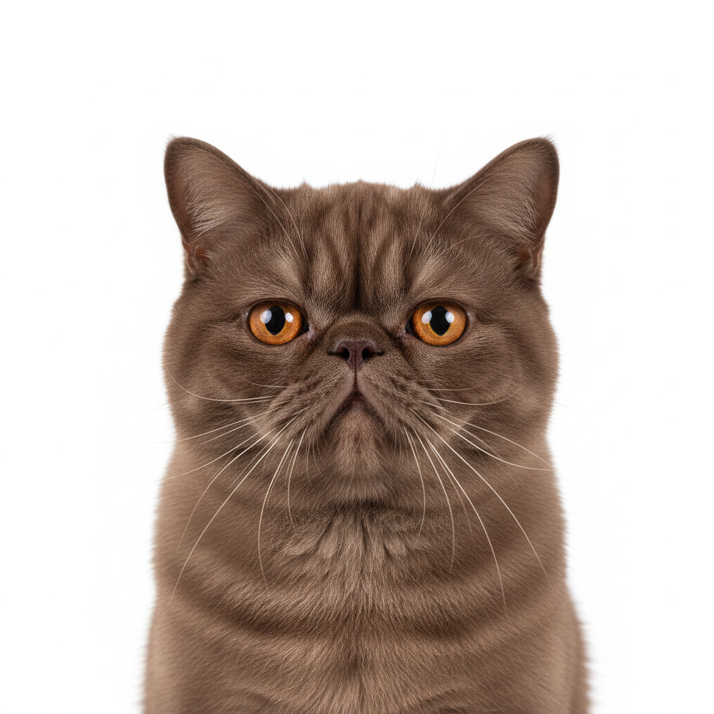 Exotic Shorthair head portrait with alert expression