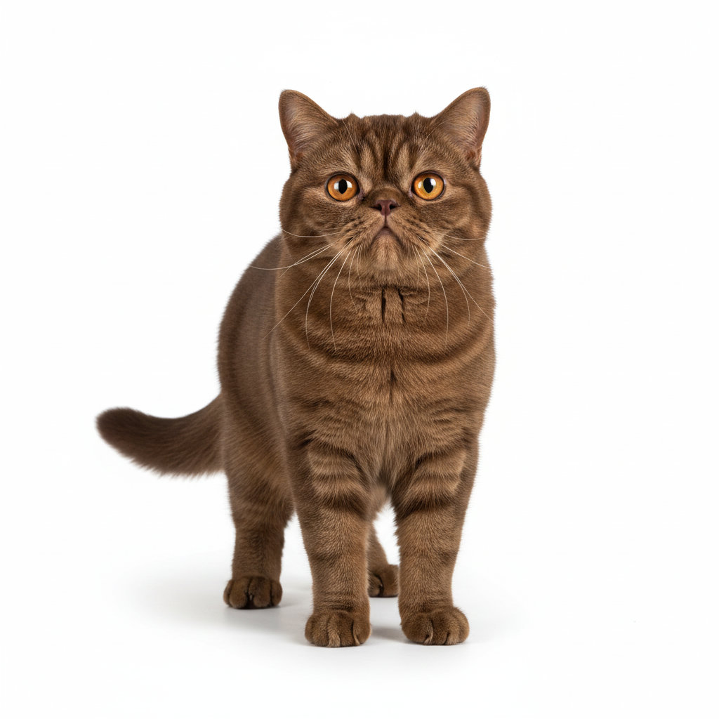 Exotic Shorthair sitting, front view