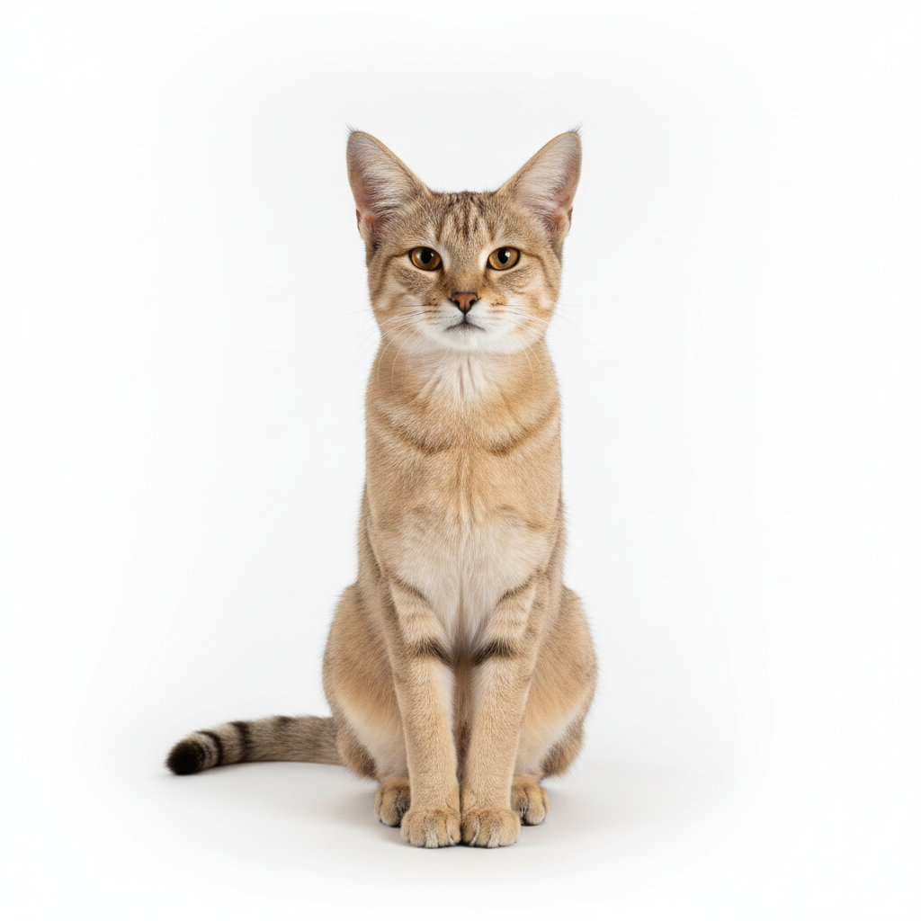 Fawn cat sitting, front view