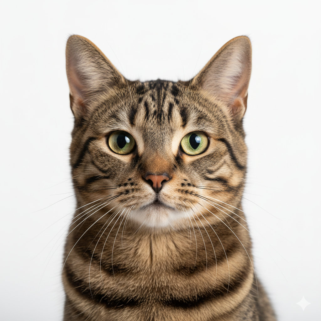 German Shorthaired Cat head portrait with alert expression