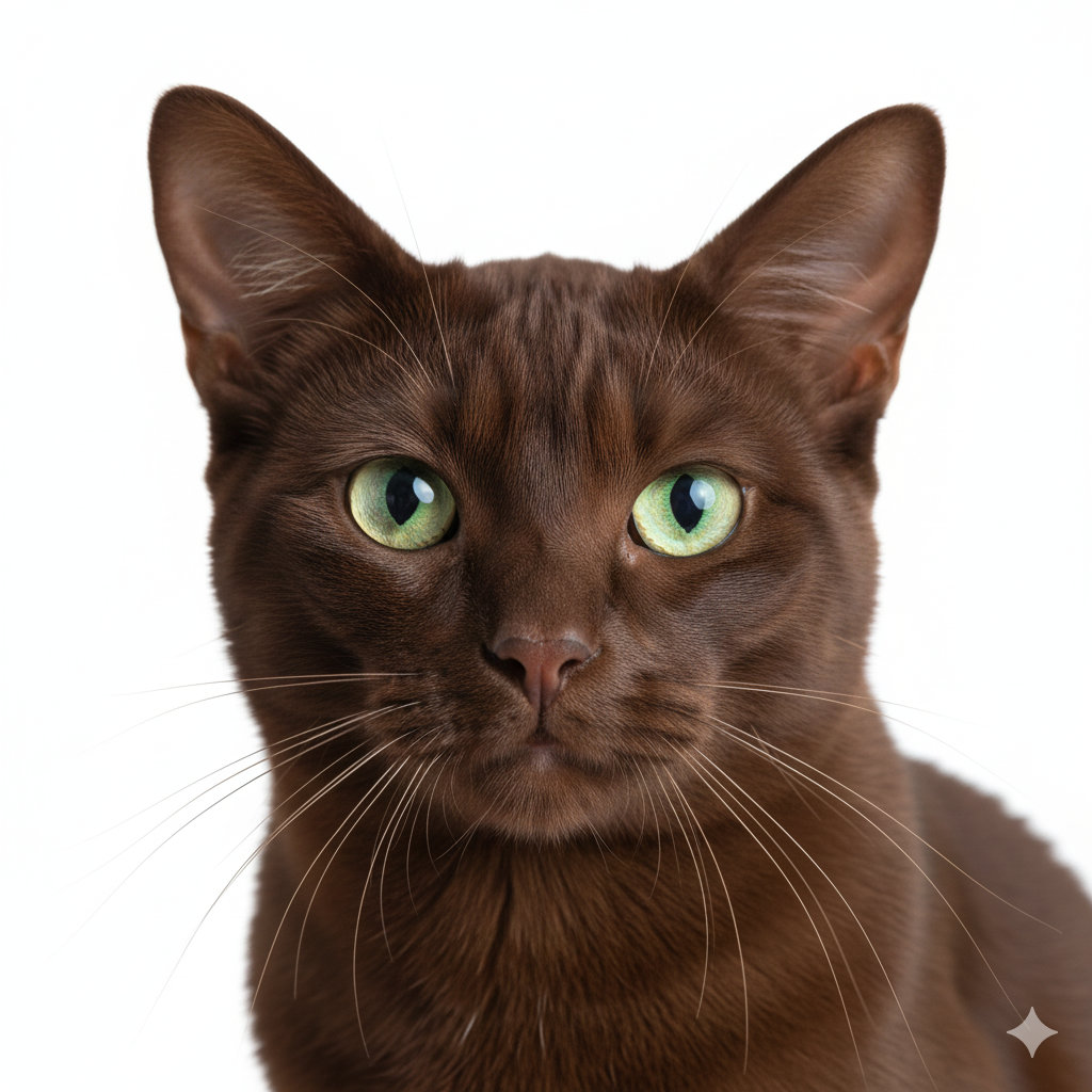 Havana Cat head portrait with alert expression