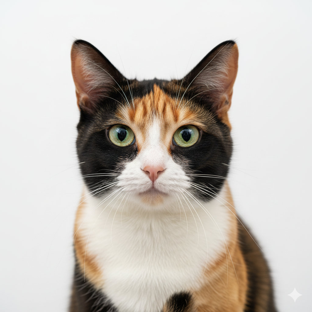 Japanese Bobtail head portrait with alert expression