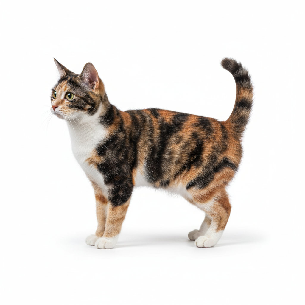 Japanese Bobtail standing, side profile view