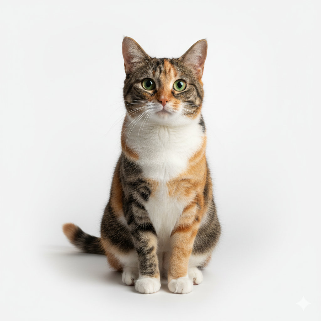 Japanese Bobtail sitting, front view