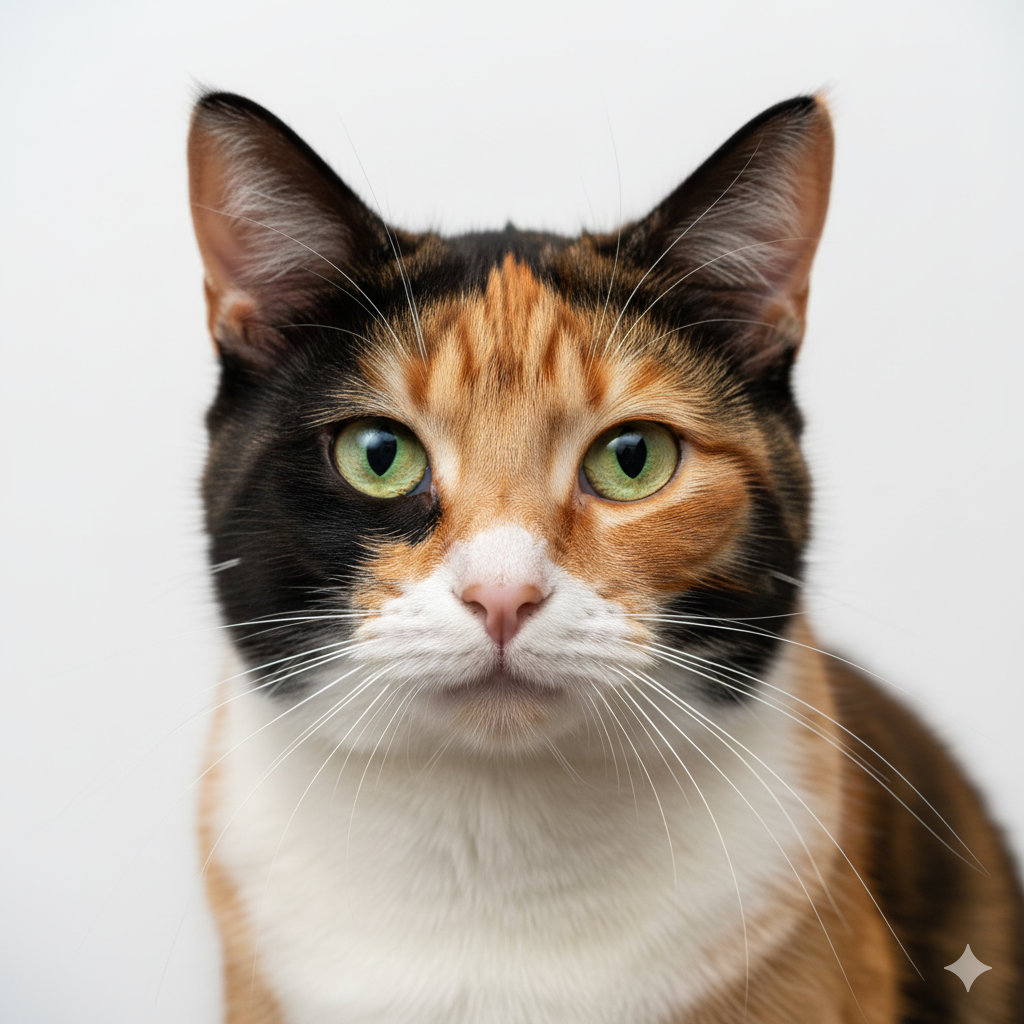 Lucky Cats head portrait with alert expression