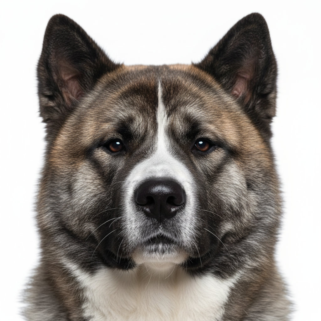 American Akita head portrait with alert expression
