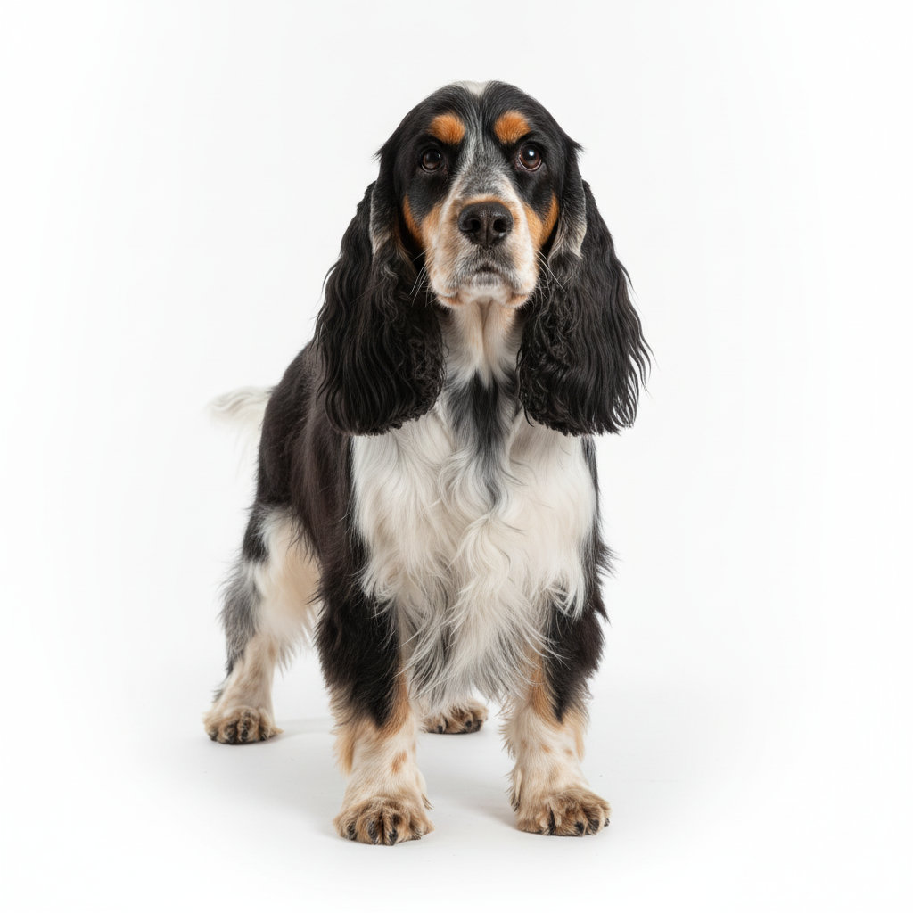 American Cocker Spaniel standing, side profile view