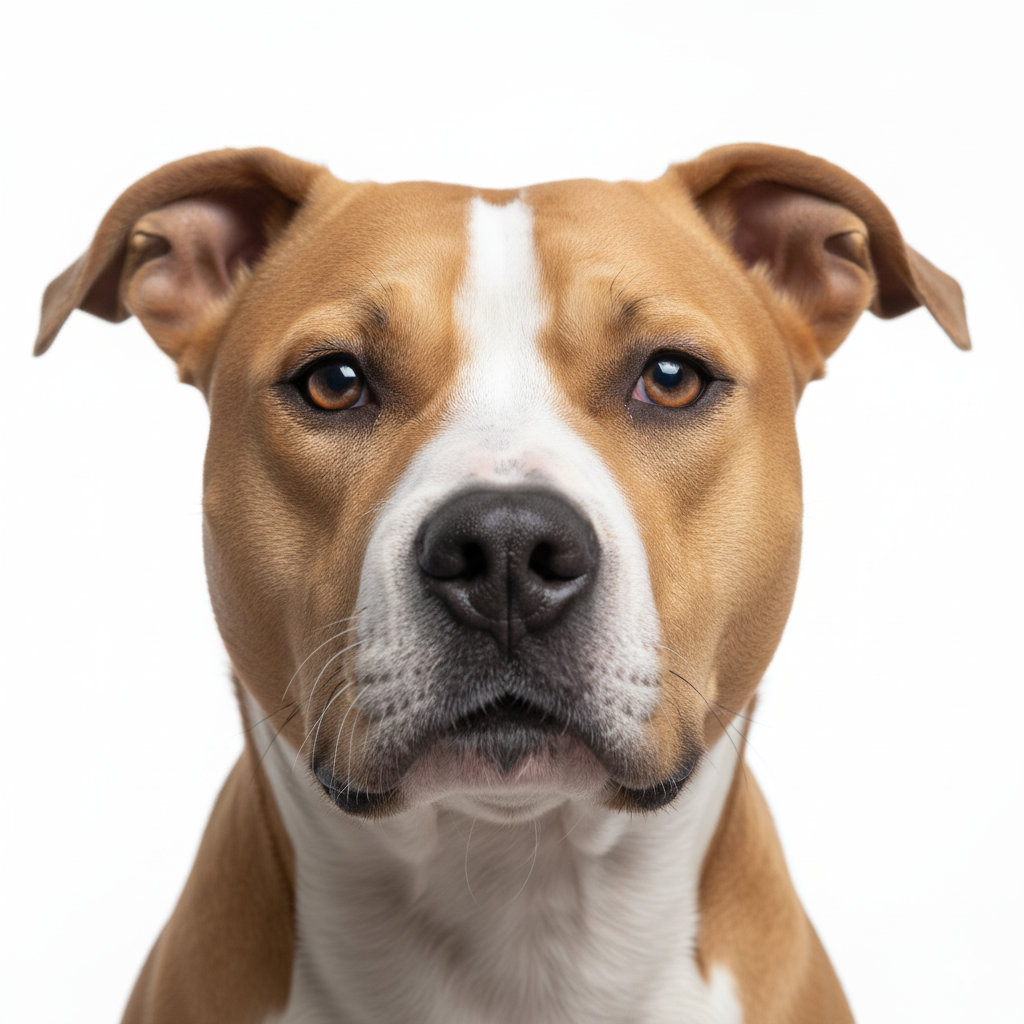 American Pit Bull Terrier head portrait with alert expression