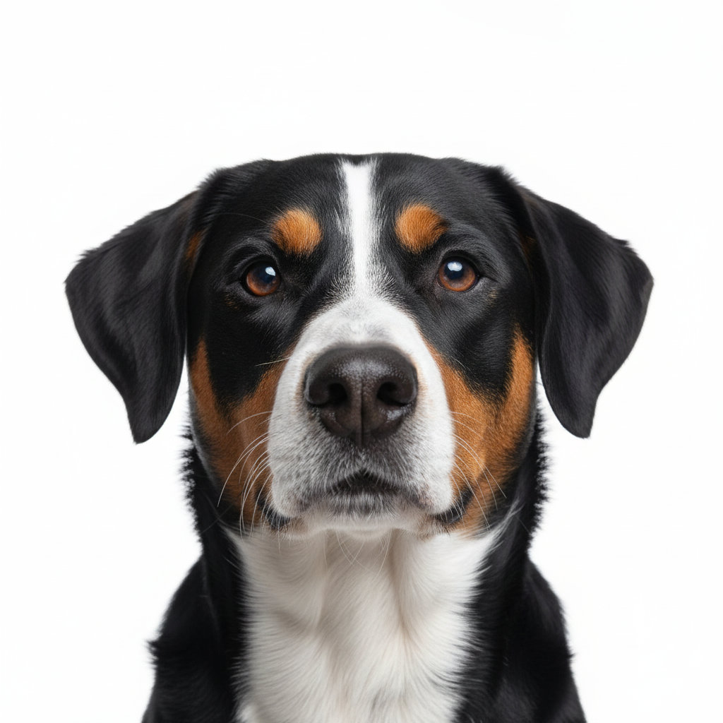 Appenzeller Sennenhund head portrait with alert expression