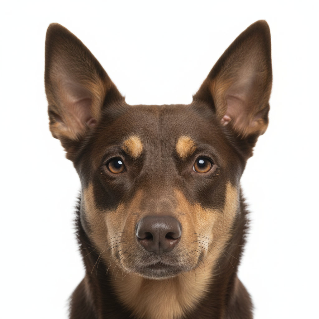 Australian Kelpie head portrait with alert expression