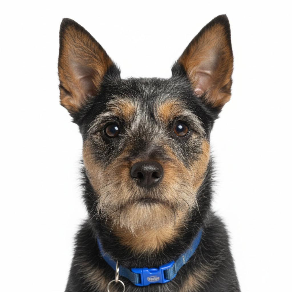 Australian Terrier head portrait with alert expression