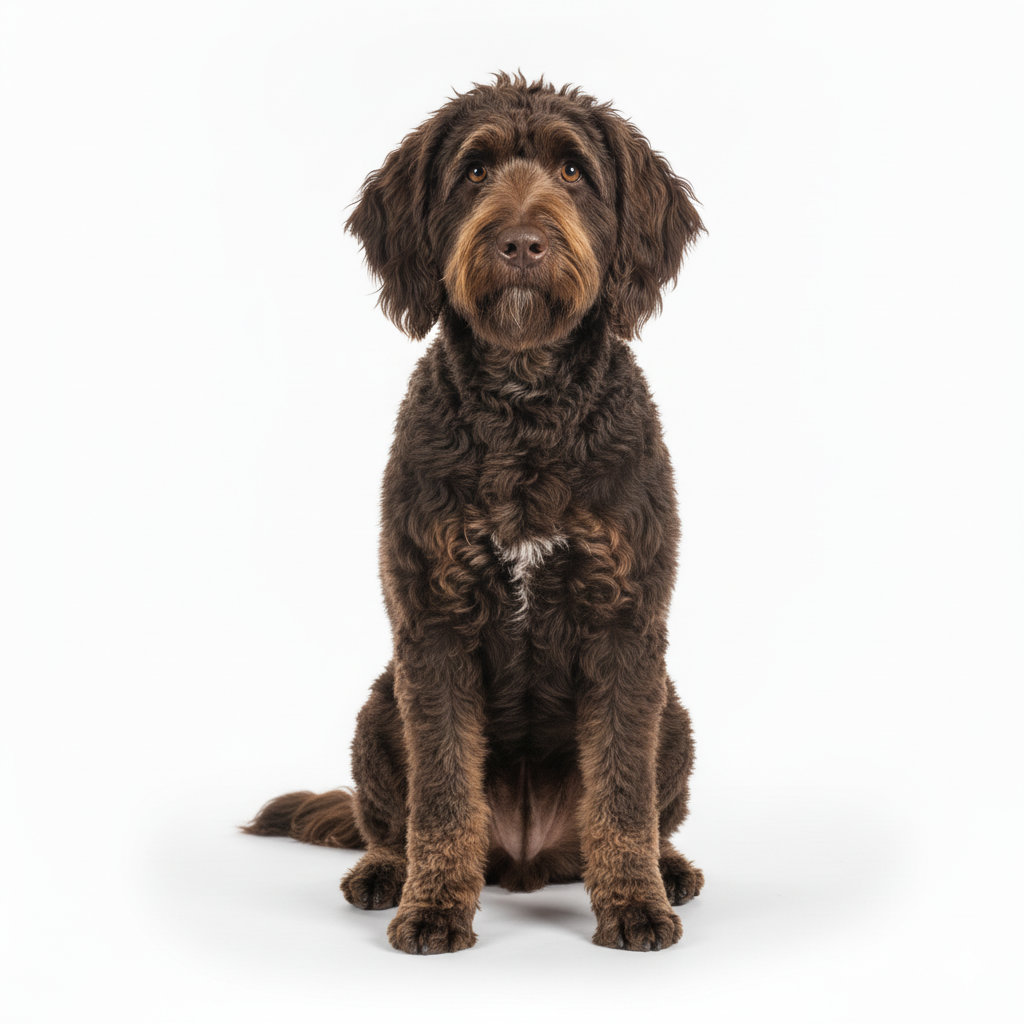 Barbet sitting, front view