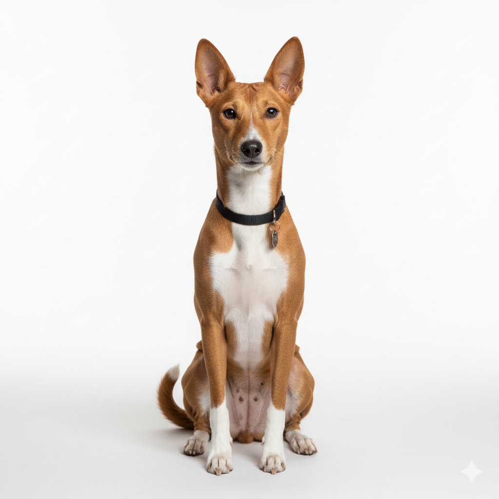 Basenji sitting, front view