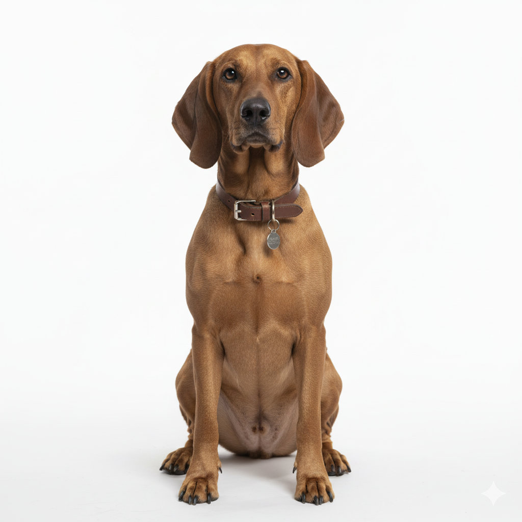 Bavarian Mountain Scent Hound sitting, front view
