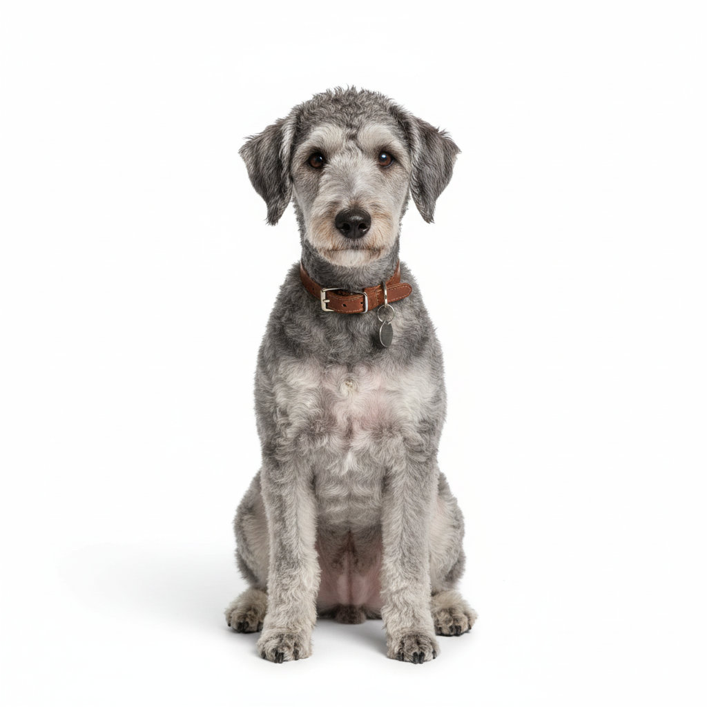Bedlington Terrier sitting, front view