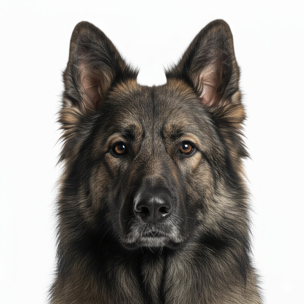 Old German Herding Dog head portrait with alert expression
