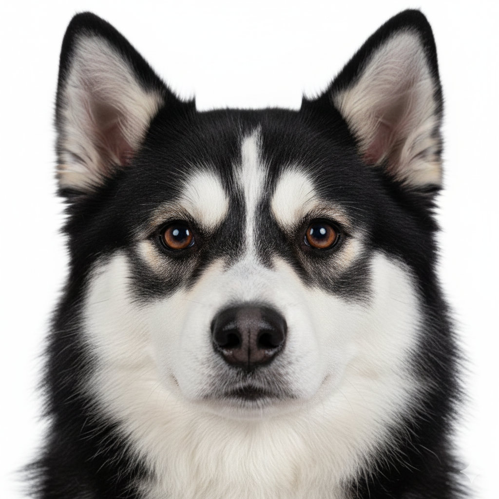 Alaskan Klee Kai Kopf-Portrait mit wachem Blick