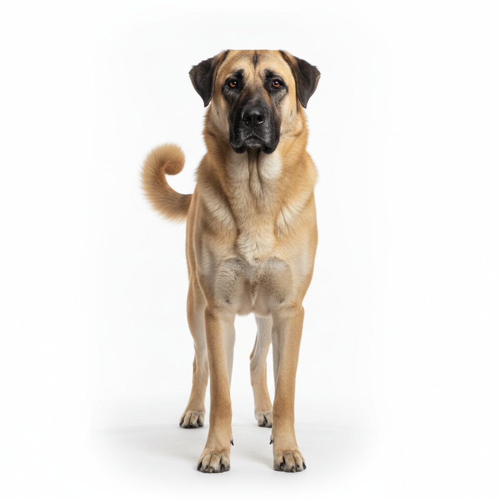 Anatolischer Hirtenhund im Stand, seitliches Profil, weißes Fell