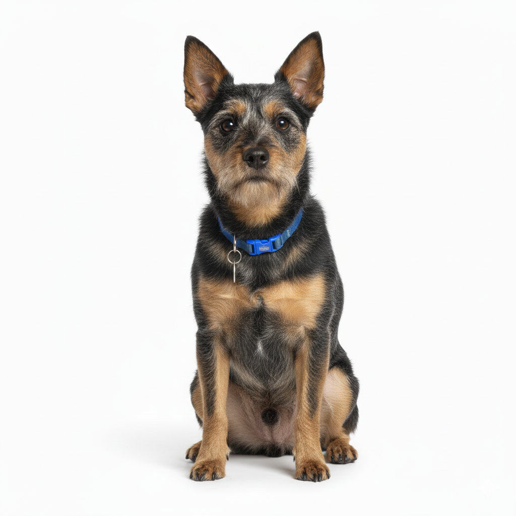 Australian Terrier sitzend, frontal fotografiert