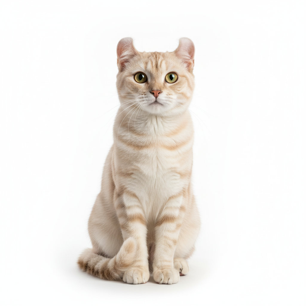 American Curl im Stand, seitliches Profil, curlige Ohren