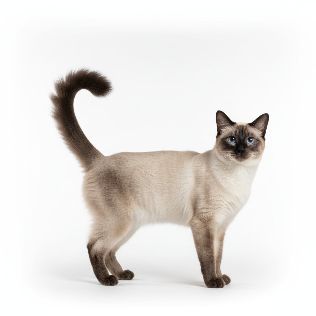 Balinesische Katze im Stand, seitliches Profil, colorpoint-Fell