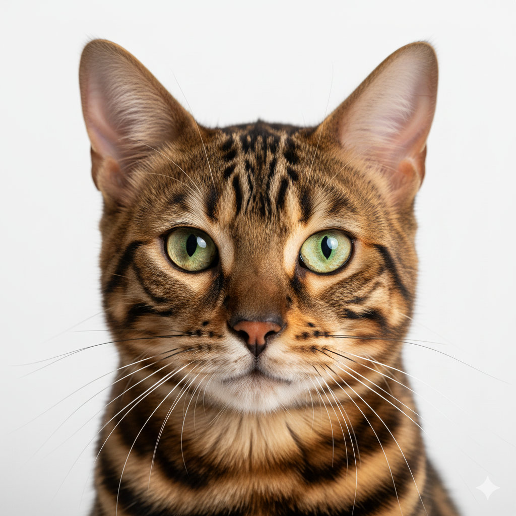 Bengalkatze Kopf-Portrait mit wachem Blick