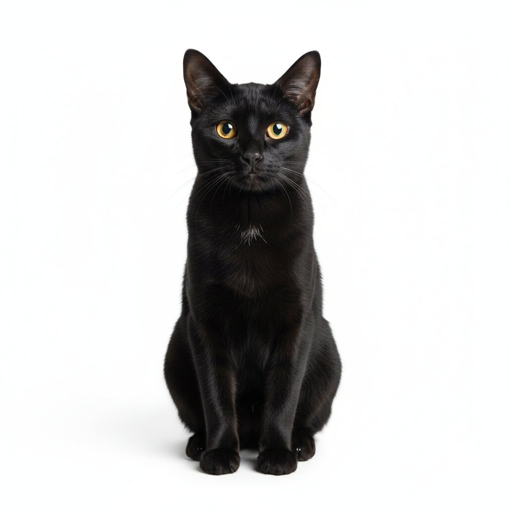 Bombay-Katze sitzend, frontal fotografiert