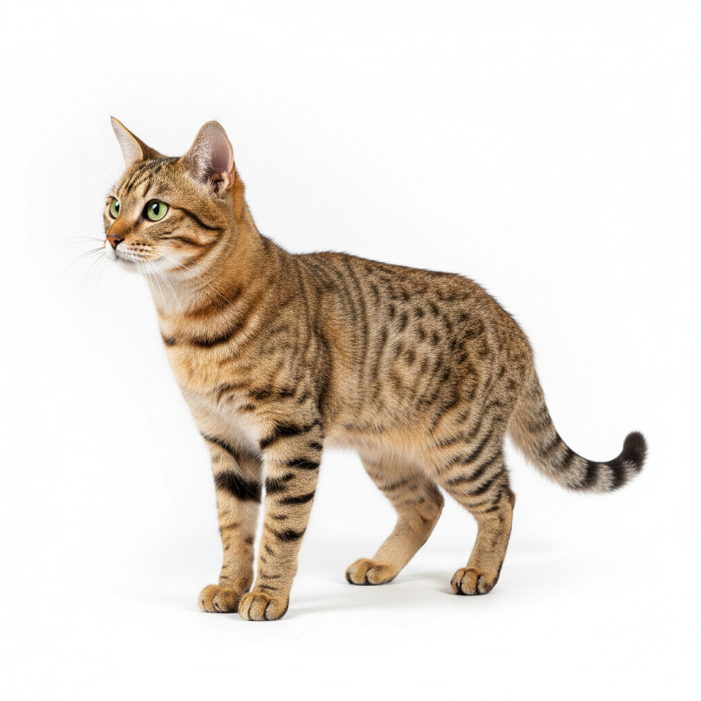 Ceylonkatze im Stand, seitliches Profil, ticked Fell