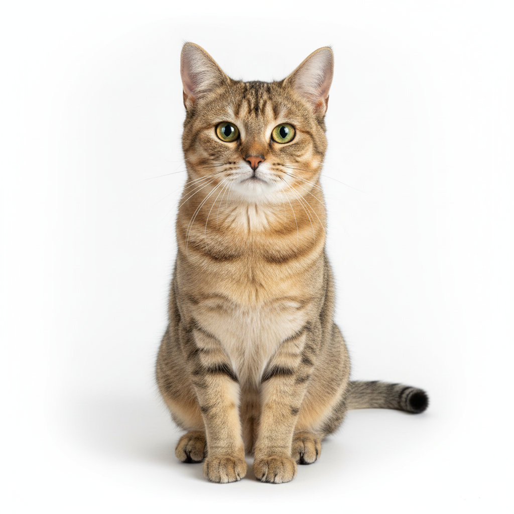 Ceylonkatze sitzend, frontal fotografiert