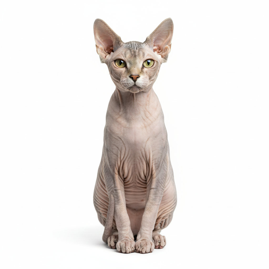 Don Sphynx sitzend, frontal fotografiert